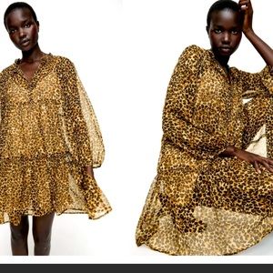 NWT Zara Leopard Mini Dress, Size L